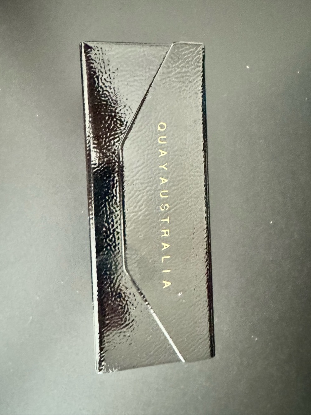 Quay Australia Glossy Black Sunglasses Case with Gold Logo